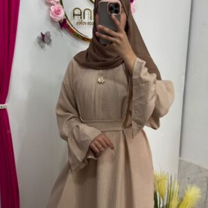 ROBE FAUX LIN -BEIGE